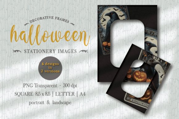 Halloween Frames PNG Raven Tarot Card